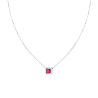 COLLANA CATENA VENEZIANA DIAMANTATA CON QUADRATO CARRE ROSSO RUBINO CONTORNATO DA CUBIC ZIRCONIA BIANCHI IN ARGENTO 925 GALVANIC