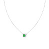 COLLANA CATENA VENEZIANA DIAMANTATA CON QUADRATO CARRE VERDE SMERALDO CONTORNATO DA CUBIC ZIRCONIA BIANCHI IN ARGENTO 925 GALVAN