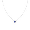 COLLANA CATENA VENEZIANA DIAMANTATA CON QUADRATO CARRE BLU ZAFFIRO CONTORNATO DA CUBIC ZIRCONIA BIANCHI IN ARGENTO 925 GALVANICA