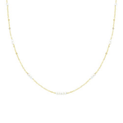 COLLANA CATENA FORZATINA DIAMANTATA CON PERLE IN ARGENTO 925 GALVANICA ORO