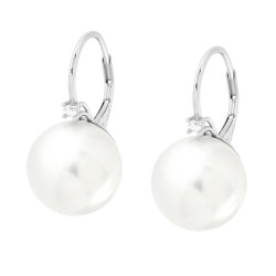 ORECCHINI MONACHELLA PERLA MM 14 E PUNTO LUCE CUBIC ZIRCONIA BIANCO IN ARGENTO 925 GALVANICA RODIO