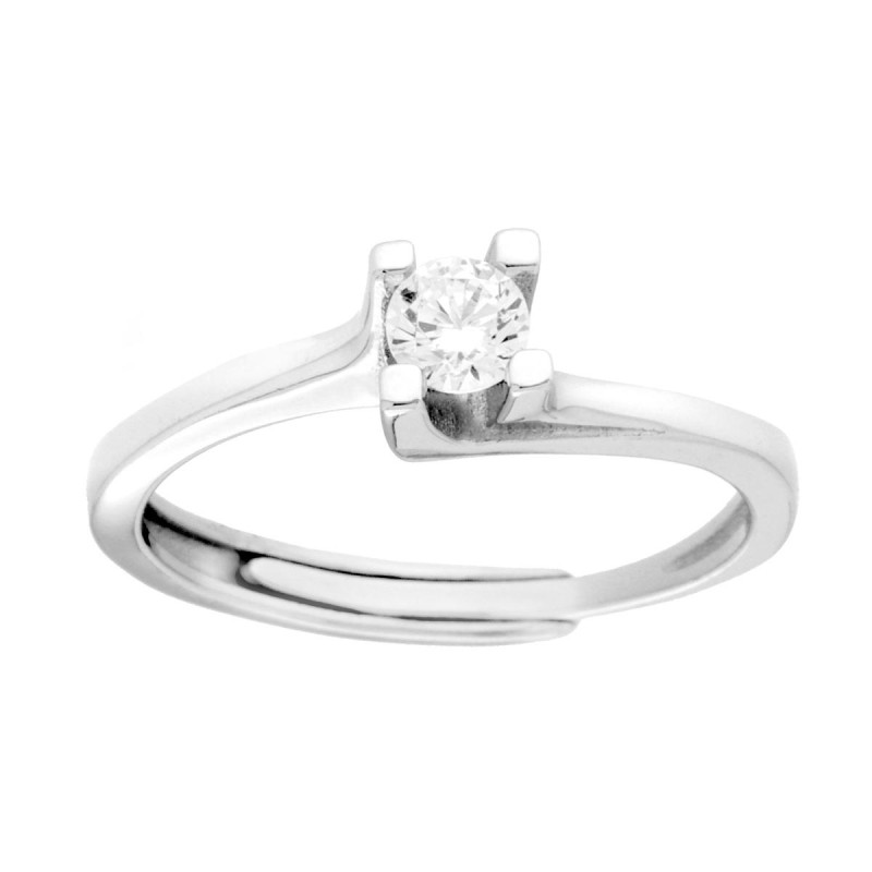 ANELLO SOLITARIO CON CUBIC ZIRCONIA BIANCO MM 4 IN ARGENTO 925 GALVANICA RODIO