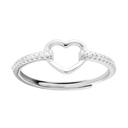 ANELLO CUORE CON CUBIC ZIRCONIA BIANCHI IN ARGENTO 925 GALVANICA RODIO