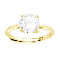 ANELLO SOLITARIO CON CUBIC ZIRCONIA BIANCO MM 8 IN ARGENTO 925 GALVANICA ORO