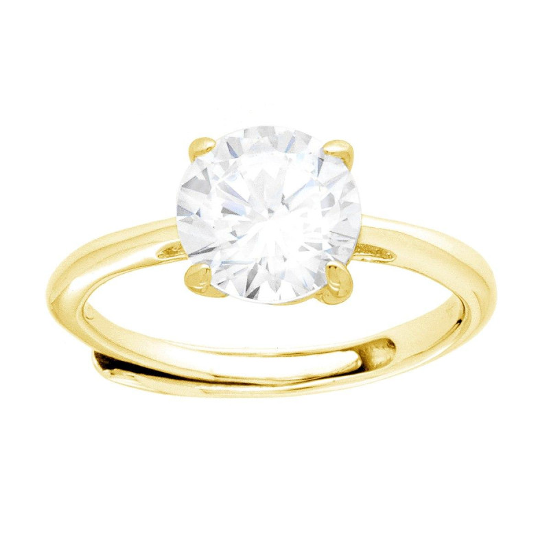 ANELLO SOLITARIO CON CUBIC ZIRCONIA BIANCO MM 8 IN ARGENTO 925 GALVANICA ORO