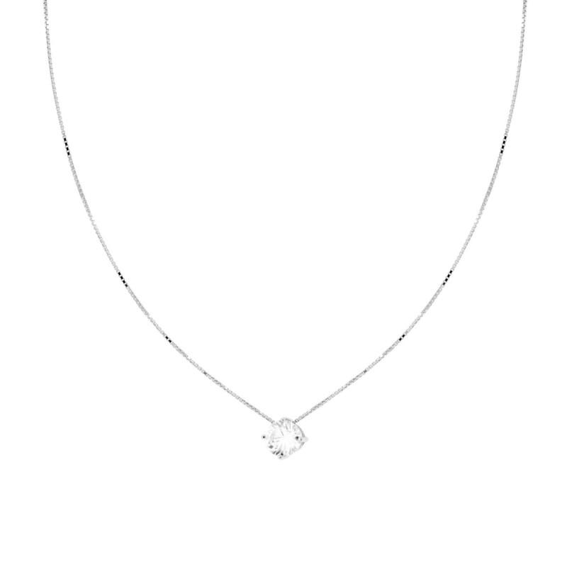 COLLANA CATENA VENEZIANA DIAMANTATA CON PUNTO LUCE CUBIC ZIRCONIA BIANCO MM 6 IN ARGENTO 925 GALVANICA RODIO