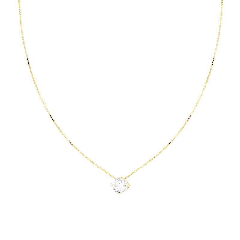 COLLANA CATENA VENEZIANA DIAMANTATA CON PUNTO LUCE CUBIC ZIRCONIA BIANCO MM 6 IN ARGENTO 925 GALVANICA ORO