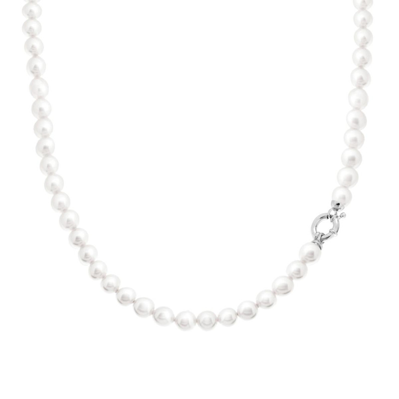 COLLANA PERLA MM 6 IN ARGENTO 925 GALVANICA RODIO