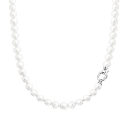 COLLANA PERLA MM 8 IN ARGENTO 925 GALVANICA RODIO