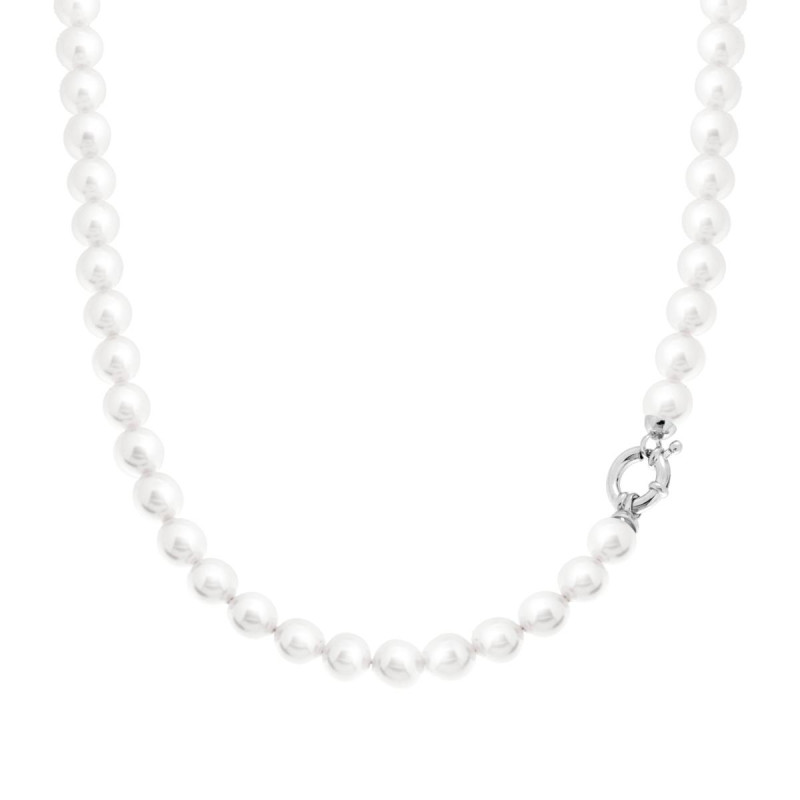 COLLANA PERLA MM 8 IN ARGENTO 925 GALVANICA RODIO