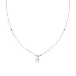 COLLANA CATENA VENEZIANA DIAMANTATA CON PUNTO LUCE CUBIC ZIRCONIA BIANCO MM 4 IN ARGENTO 925 GALVANICA RODIO