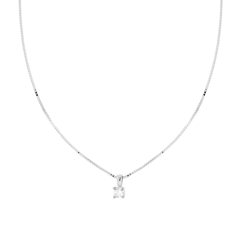 COLLANA CATENA VENEZIANA DIAMANTATA CON PUNTO LUCE CUBIC ZIRCONIA BIANCO MM 4 IN ARGENTO 925 GALVANICA RODIO