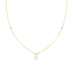 COLLANA CATENA VENEZIANA DIAMANTATA CON PUNTO LUCE CUBIC ZIRCONIA BIANCO MM 4 IN ARGENTO 925 GALVANICA ORO