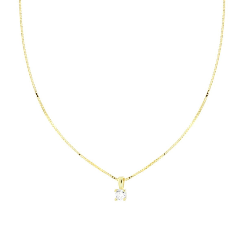COLLANA CATENA VENEZIANA DIAMANTATA CON PUNTO LUCE CUBIC ZIRCONIA BIANCO MM 4 IN ARGENTO 925 GALVANICA ORO