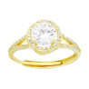 ANELLO SOLITARIO MM 6.5 CONTORNATO DA CUBIC ZIRCONIA BIANCHI IN ARGENTO 925 GALVANICA ORO