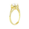 ANELLO SOLITARIO MM 6.5 CONTORNATO DA CUBIC ZIRCONIA BIANCHI IN ARGENTO 925 GALVANICA ORO