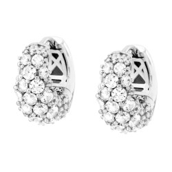 ORECCHINI CERCHIO BOMBATO CON CUBIC ZIRCONIA BIANCHI IN ARGENTO 925 GALVANICA RODIO