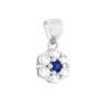 PARURE SET ORECCHINI E CIONDOLO CON FIORE BLU ZAFFIRO E CUBIC ZIRCONIA BIANCHI IN ARGENTO 925 GALVANICA RODIO