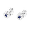 PARURE SET ORECCHINI E CIONDOLO CON FIORE BLU ZAFFIRO E CUBIC ZIRCONIA BIANCHI IN ARGENTO 925 GALVANICA RODIO