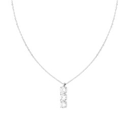 COLLANA CATENA FORZATINA DIAMANTATA CON TRILOGY MOISSANITE IN ARGENTO 925 GALVANICA RODIO