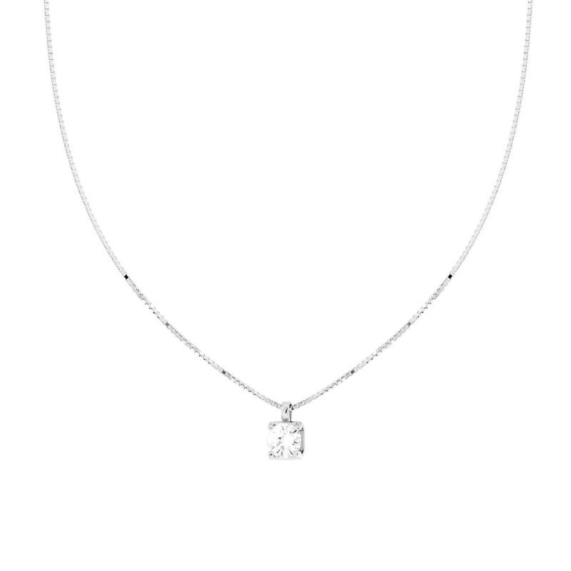 COLLANA CATENA VENEZIANA DIAMANTATA CON PUNTO LUCE MOISSANITE MM 6.5 IN ARGENTO 925 GALVANICA RODIO