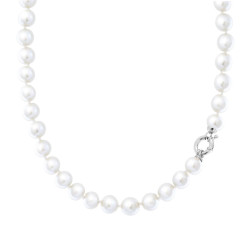 COLLANA PERLA MM 10 IN ARGENTO 925 GALVANICA RODIO