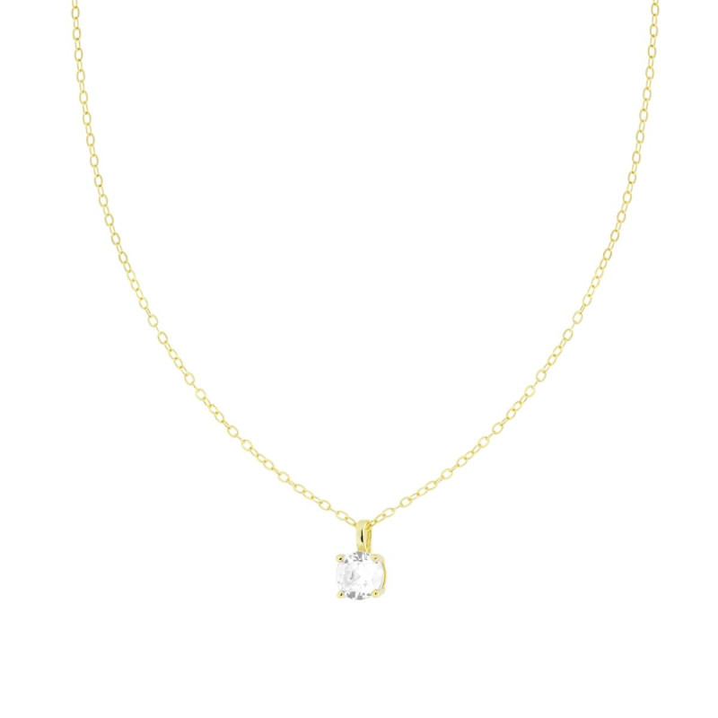 COLLANA CATENA FORZATINA DIAMANTATA CON PUNTO LUCE CUBIC ZIRCONIA BIANCO MM 6 IN ARGENTO 925 GALVANICA ORO