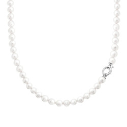 COLLANA PERLA MM 7 IN ARGENTO 925 GALVANICA RODIO