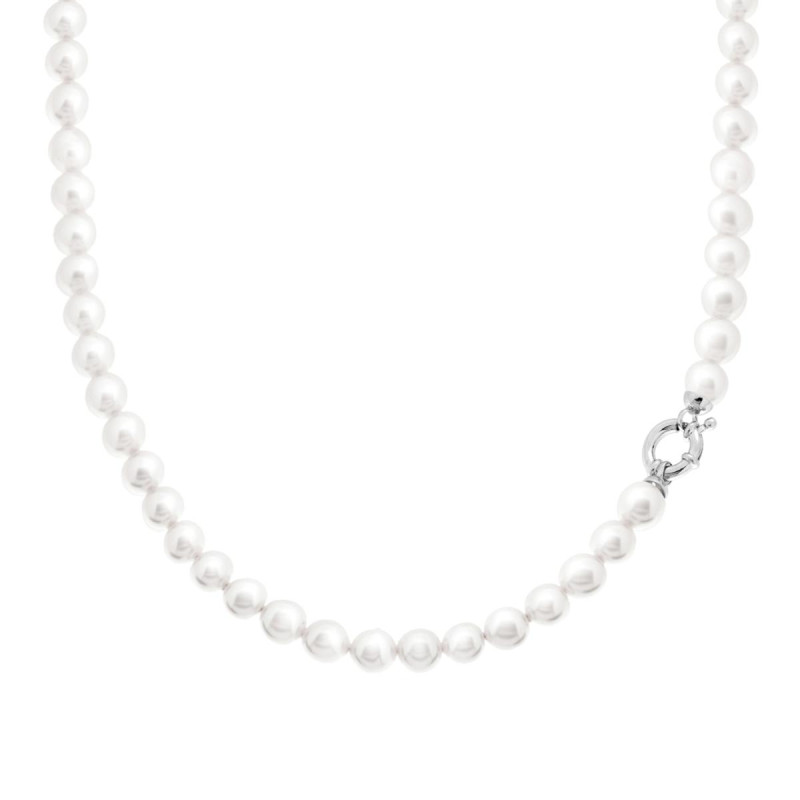 COLLANA PERLA MM 7 IN ARGENTO 925 GALVANICA RODIO