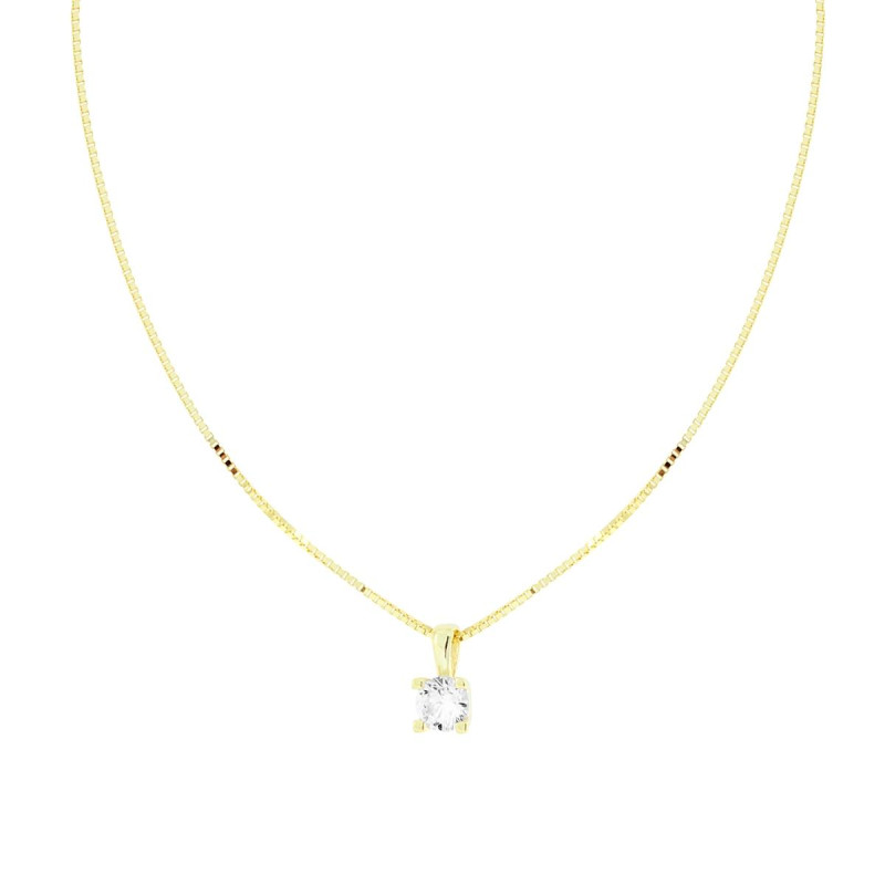 COLLANA CATENA VENEZIANA DIAMANTATA CON PUNTO LUCE CUBIC ZIRCONIA BIANCO MM 5 IN ARGENTO 925 GALVANICA ORO