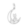 CIONDOLO LUNA CON GATTO E CUBIC ZIRCONIA BIANCHI IN ARGENTO 925 GALVANICA RODIO
