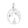 CIONDOLO ALBERO DELLA VITA OVALE CON GATTO E CUBIC ZIRCONIA BIANCHI IN ARGENTO 925 GALVANICA RODIO
