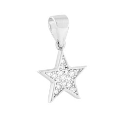CIONDOLO STELLA CON CUBIC ZIRCONIA BIANCHI IN ARGENTO 925 GALVANICA RODIO