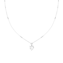 COLLANA CATENA VENEZIANA DIAMANTATA CON PUNTO LUCE CUORE CUBIC ZIRCONIA BIANCO IN ARGENTO 925 GALVANICA RODIO