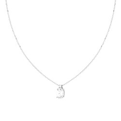 COLLANA CATENA FORZATINA DIAMANTATA CON PUNTO LUCE OVALE BIANCO CUBIC ZIRCONIA IN ARGENTO 925 GALVANICA RODIO