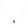 COLLANA CATENA FORZATINA DIAMANTATA CON PUNTO LUCE OVALE CUBIC ZIRCONIA ROSSO RUBINO IN ARGENTO 925 GALVANICA RODIO