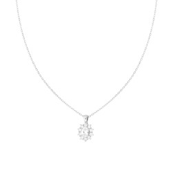 COLLANA CATENA FORZATINA DIAMANTATA CON PUNTO LUCE OVALE BIANCO CONTORNATO DA CUBIC ZIRCONIA BIANCHI IN ARGENTO 925 GALVANICA RO