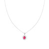 COLLANA CATENA FORZATINA DIAMANTATA CON OVALE ROSSO RUBINO CONTORNATO DA CUBIC ZIRCONIA BIANCHI IN ARGENTO 925 GALVANICA RODIO
