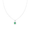 COLLANA CATENA FORZATINA DIAMANTATA CON OVALE VERDE SMERALDO CONTORNATO DA CUBIC ZIRCONIA BIANCHI IN ARGENTO 925 GALVANICA RODIO