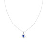 COLLANA CATENA FORZATINA DIAMANTATA CON OVALE BLU ZAFFIRO CONTORNATO DA CUBIC ZIRCONIA BIANCHI IN ARGENTO 925 GALVANICA RODIO