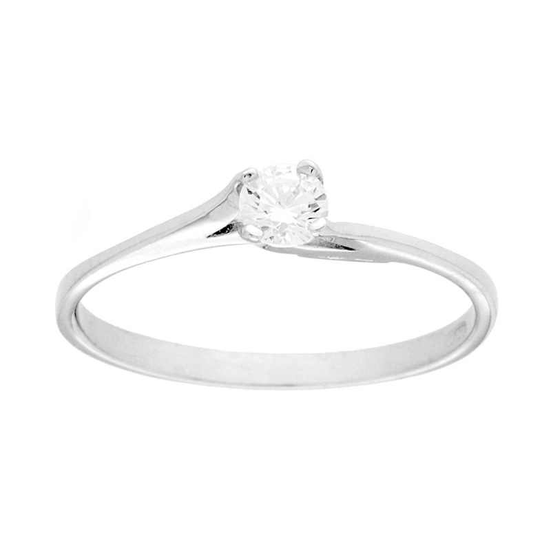 ANELLO SOLITARIO CON CUBIC ZIRCONIA BIANCO MM 4 IN ARGENTO 925 GALVANICA RODIO