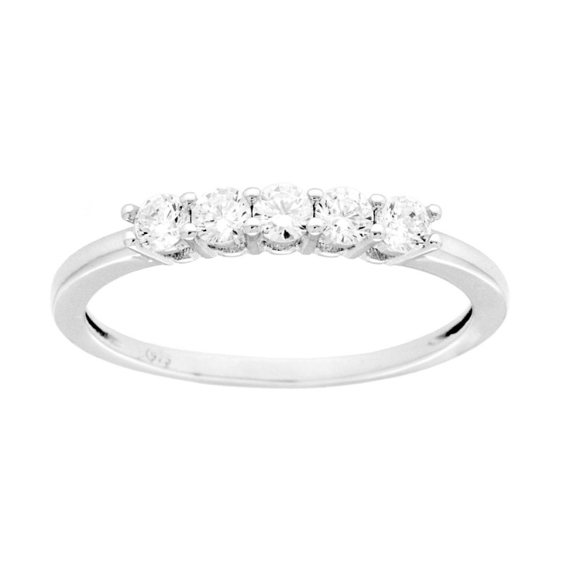 ANELLO VERETTA CON CUBIC ZIRCONIA BIANCO MM 2.8 IN ARGENTO 925 GALVANICA RODIO