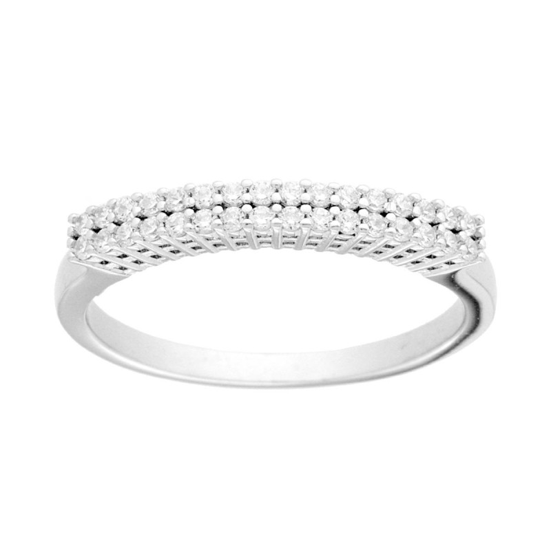 ANELLO VERETTA CON CUBIC ZIRCONIA BIANCHI IN ARGENTO 925 GALVANICA RODIO