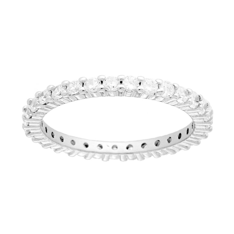 ANELLO ETERNITY CON CUBIC ZIRCONIA BIANCHI MM 2 IN ARGENTO 925 GALVANICA RODIO