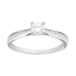 ANELLO SOLITARIO CON CUBIC ZIRCONIA BIANCO MM 4.5 IN ARGENTO 925 GALVANICA RODIO
