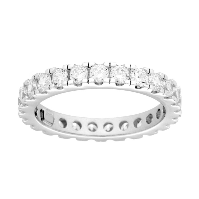 ANELLO ETERNITY CON CUBIC ZIRCONIA BIANCHI MM 3 IN ARGENTO 925 GALVANICA RODIO