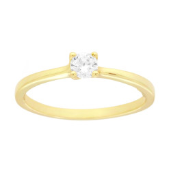 ANELLO SOLITARIO CON CUBIC ZIRCONIA BIANCO MM 4 IN ARGENTO 925 GALVANICA ORO