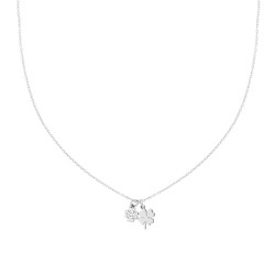 COLLANA CATENA FORZATINA DIAMANTATA CON QUADRIFOGLI E CUBIC ZIRCONIA BIANCHI IN ARGENTO 925 GALVANICA RODIO