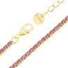 BRACCIALE TENNIS GRIFFE CM 17+5 CON CRYSTAL MM 2 AMETISTA IN ACCIAIO COLORE ORO
