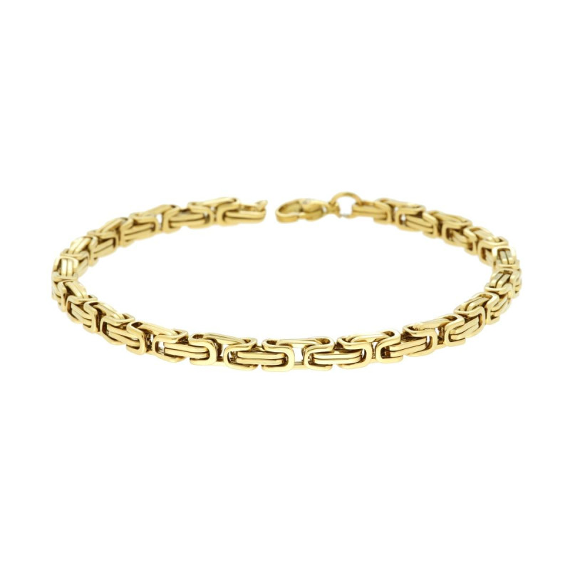 BRACCIALE UOMO CATENA BIZANTINA CM 22 IN ACCIAIO COLORE ORO